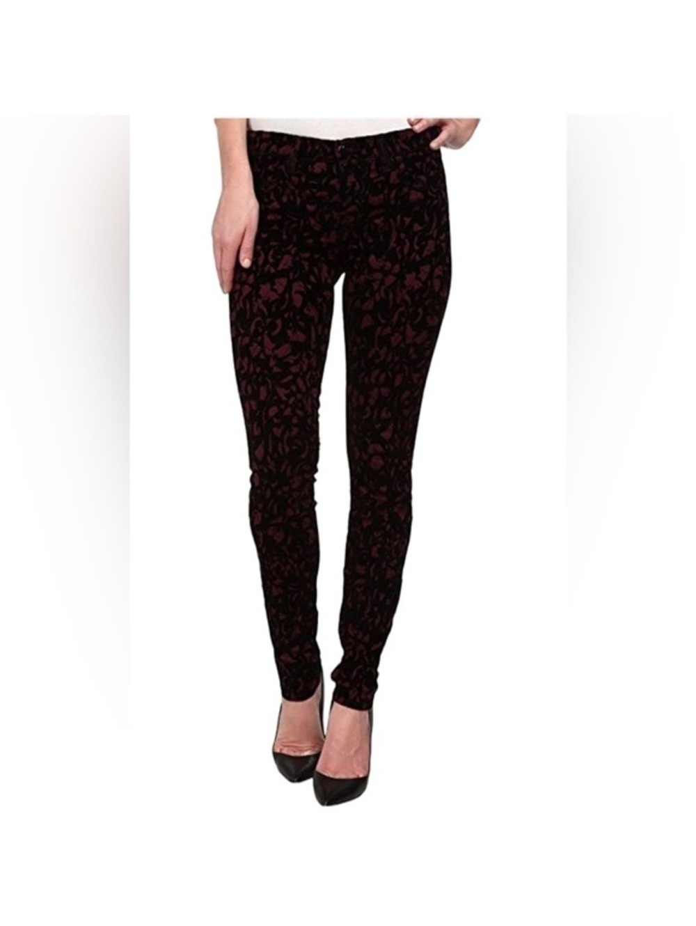 28 J Brand Mulberry Brocade Mid Rise Super Skinny Jeans - Picture 8 of 15
